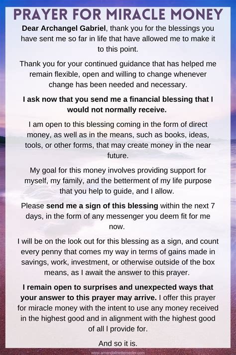 Prayer For Miracle Money Angels