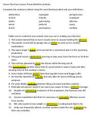 Power Plus Lesson Three Definition Activity Docx Power Plus Four