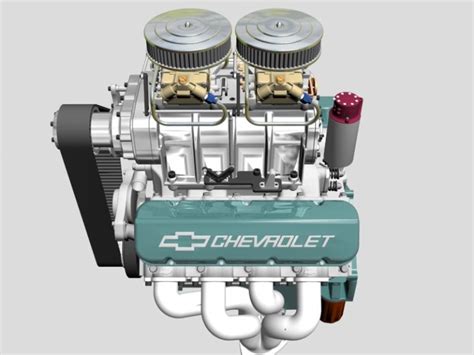 Chevrolet Big Block V8 Engine With Blower 3d Model Flatpyramid