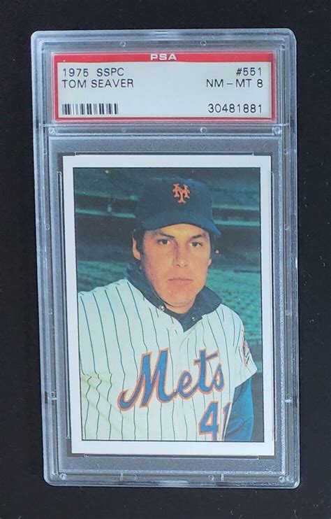 Vintage 1975 SSPC 551 Tom Seaver Mets HOF Shea Stadium PSA 8 NM MT