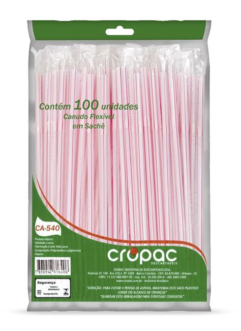 Canudo Biodegradável Cropac 5 8mm Flexível Sachê 200x5 8mm c 3000 und