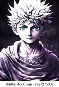 Anime Manga Ink Drawing Boy Portrait Stock Illustration 2227275309 ...