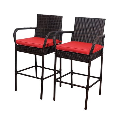 Outdoor Wicker Bar Stools Set Of 2 ~ Set Of 2 3 4 6 Outdoor Bar Stools