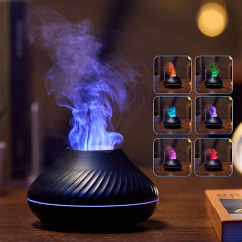 Newest Rgb Flame Aroma Diffuser 130ml 3d Colorful Flame Humidifier Fir Reliable Store