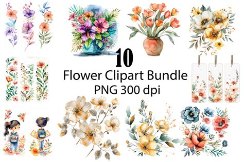 Watercolor Flower Clipart Bundle Graphic By Print Market Designs