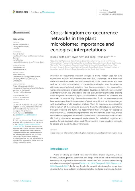 Pdf Cross Kingdom Co Occurrence Networks In The Plant Microbiome