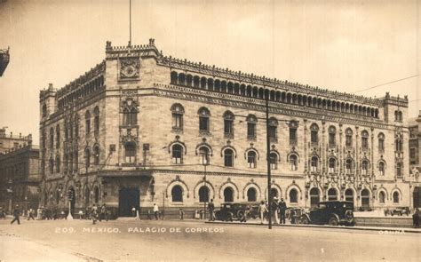 Vintage Real Photo Postcard Palacio De Correos Post Office Mexico City