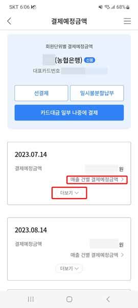Nh농협카드 결제예정금액 조회 확인 카드베리뷰