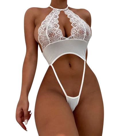 Bjutir Lingerie For Women Lingerie Lace Bodysuit Deep V Teddy Walmart