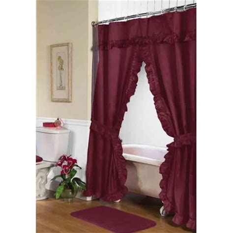 Fscd L 20 70 X 72 In Lauren Double Swag Shower Curtain Burgundy