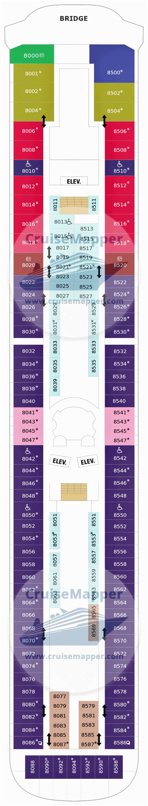 Vision Of The Seas deck 8 plan | CruiseMapper