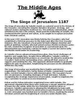 The Siege of Jerusalem 1187 Article & Questions (WORD) by Academic Links