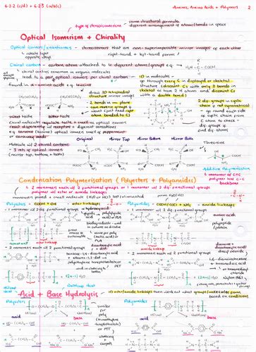 Ocr A Level Chemistry Amines Amino Acids And Polymers Revision Poster