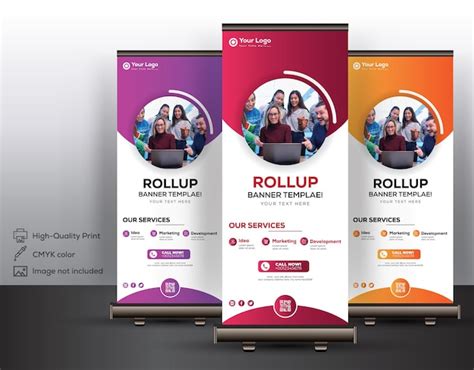 Abstrakte Rollup Banner Design Vorlagen Premium Vektor