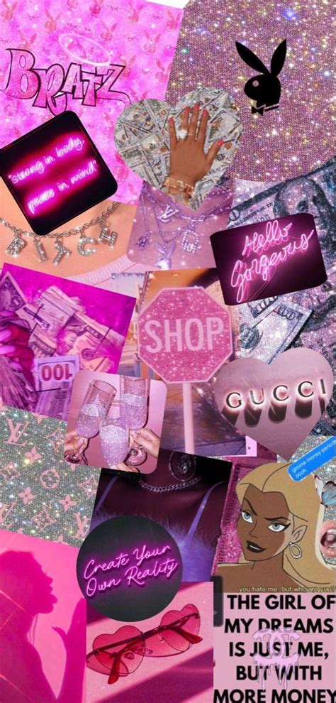 🔥 Free Download Pink Baddie Money Aesthetic Collage Background By