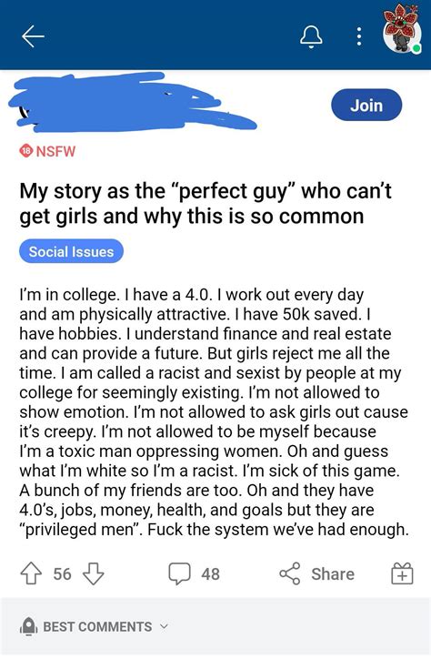 A Perfect Guy Cant Get Girls Hmm I Wonder Why R Niceguys