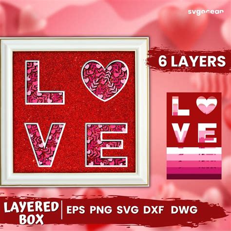 3d Love Shadow Box Vector For Instant Download Svg Ocean — Svgocean