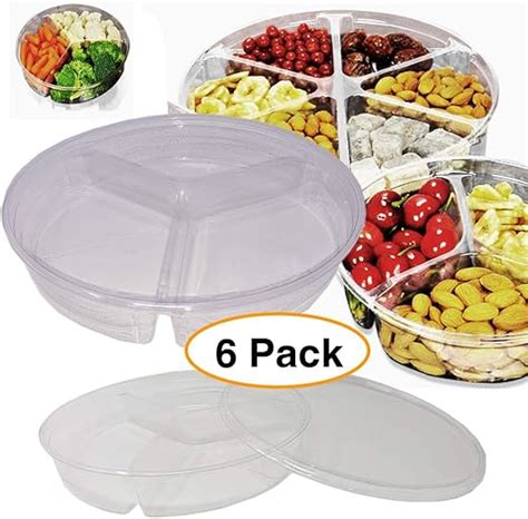 Round Divided Clear Plastic Food Containers Storage Box 3