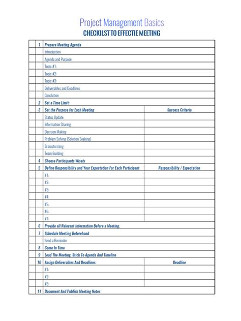 Effective Meeting Checklist | PDF