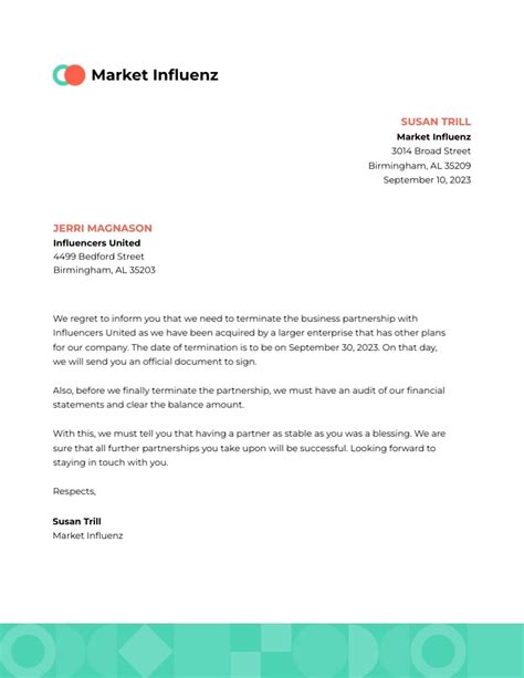 Partnership Termination Letter Template Visme