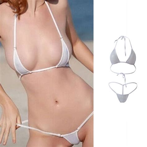 Women Sexy Micro Thong G String Brazilian Mini Top Bra Bottom Bikini