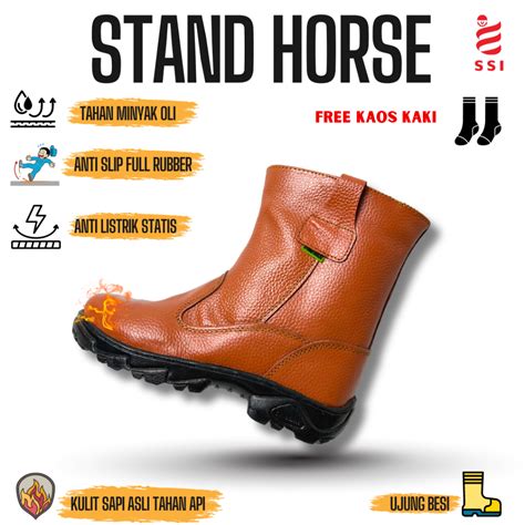 Jual Sepatu Safety Boot Kulit Sapi Asli Ujung Besi Sepatu Lapangan