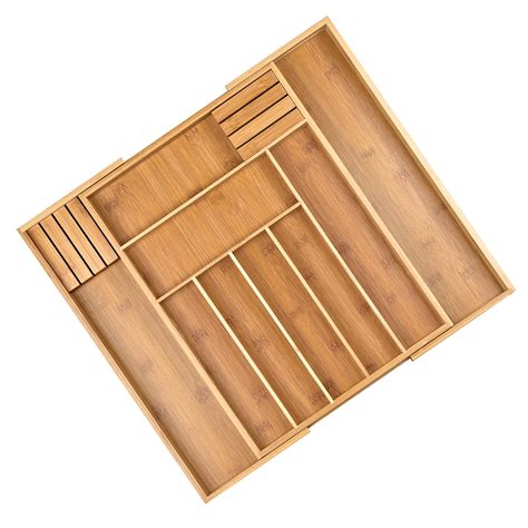 Expans Vel Bamboo Organizador Para Talheres Talheres 6 Slots Gaveta Do