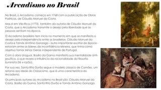 Arcadismo Neoclassicismo: características e principais obras. | PPTX
