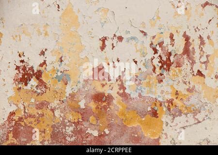 Paint Peeling Off Plaster Wall In A Derelict Building Stock Photo Alamy