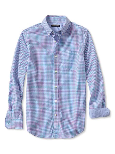 Tailored Slim Fit Soft Wash Micro Check Button Down Shirt Banana Republic