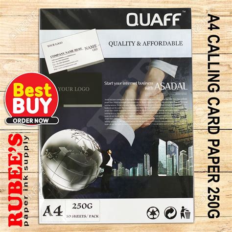 QUAFF Calling Card Paper 250gsm A4 Size Double Sided Inkjet Matte