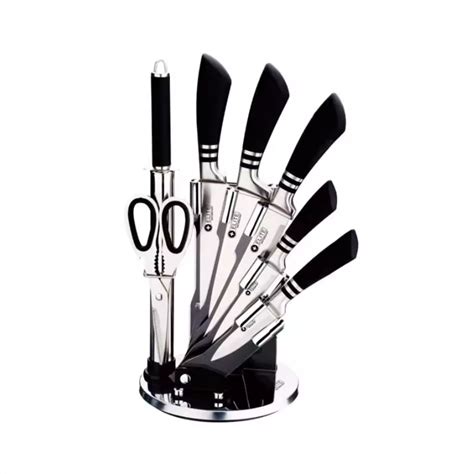 Set De Cuchillos Acero Inoxidable Mango Negro Elite Kitchenware