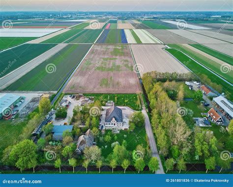 Aerial Drone View Of Typical Dutch Fields And Polders Editorial Photo