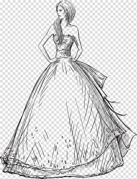 Fashion Design Dress Drawing Sketch, Dress Transparent Background PNG ...