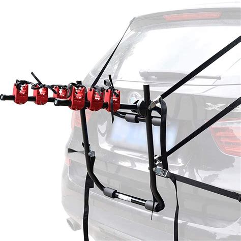 Adjustable 3 Bike Carrier Trunk Mounted Rack Car Rear Boot Mounted