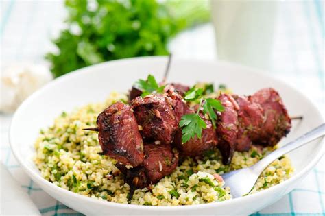 Brochettes Dagneau Au Couscous Printanier Brochette Agneau Recette