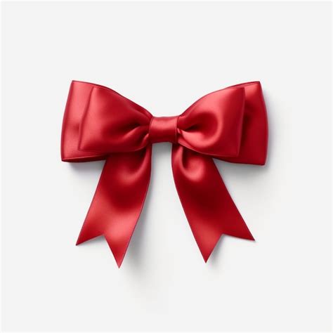 Premium Photo Red Ribbon Bow Isolated White Background Red Satin