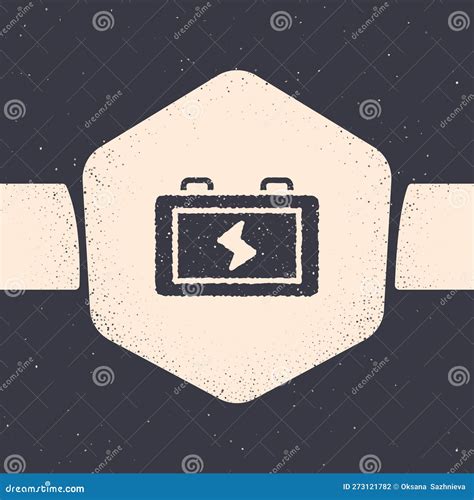 Grunge Battery With Recycle Symbol Icon Isolated On Grey Background