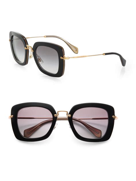 Miu Miu Square Catwalk Sunglasses In Black Lyst