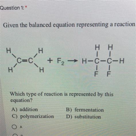 Given The Balanced Equation Representing A Reaction Which Type Of