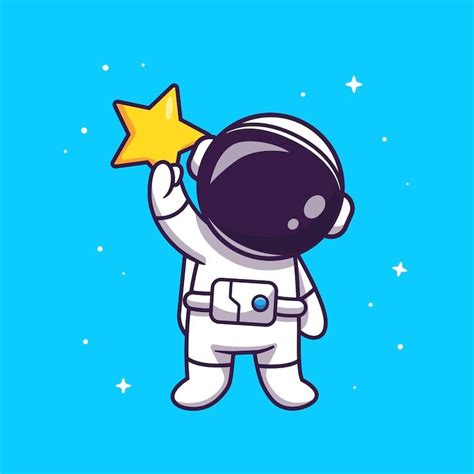 Astronauta fofo segurando a ilustração da estrela Vetor Grátis