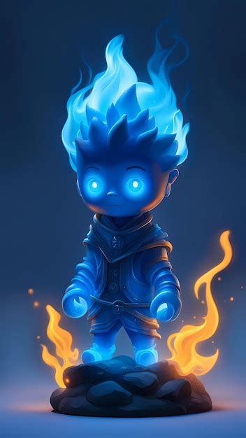 Premium AI Image | Blue fire 3D cartoon character illustration