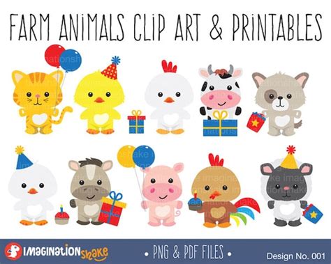 Farm Animals Party Clip Art & Printables Set / Farm Clipart / - Etsy ...