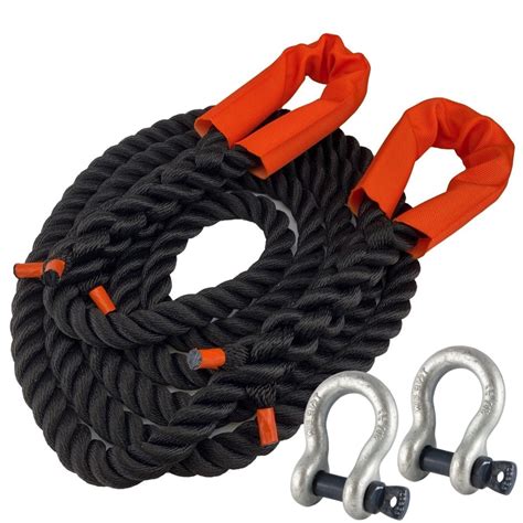 16mm Black Nylon 3 Strand Tow Rope X 4 5 Metres With Shackles