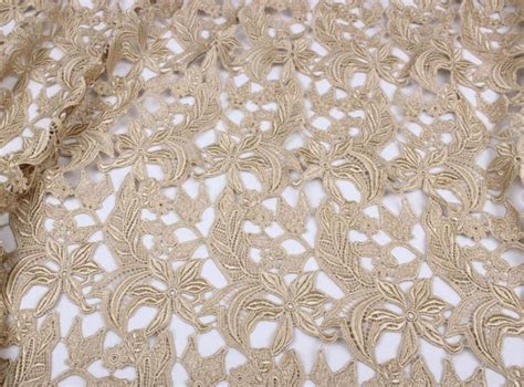 Dark Blue Guipure Lace Fabric Elegant Fine Embroidery Guipure Etsy