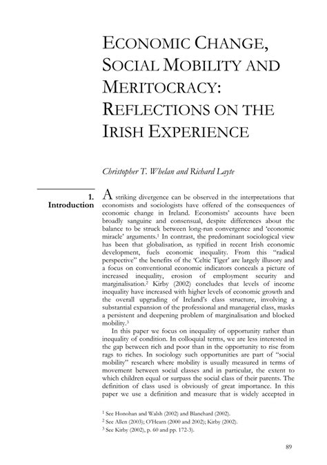 (PDF) "Economic Change, Social Mobility and Meritocracy: Reflections on ...