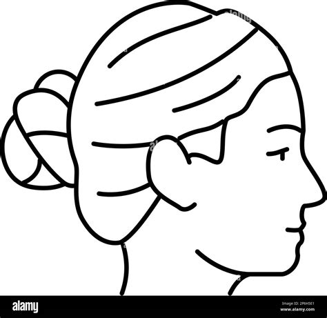 bun hairstyle female line icon vector illustration Stock Vector Image ...