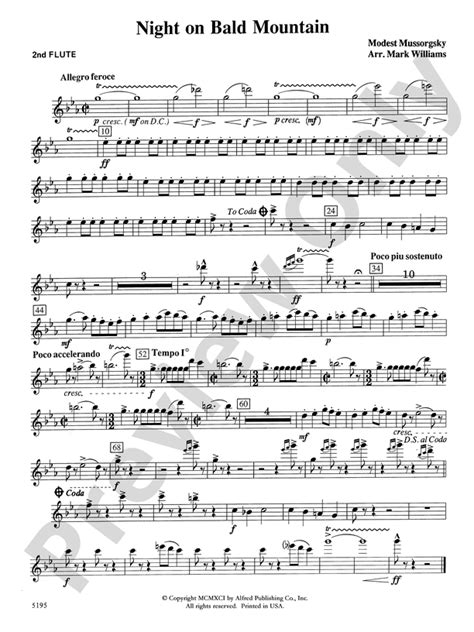 Night On Bald Mountain Nd Flute Nd Flute Part Digital Sheet Music