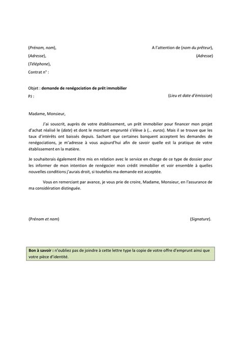 Lettre Type Demande De Renégociation De Prêt Immobilier Doc Pdf