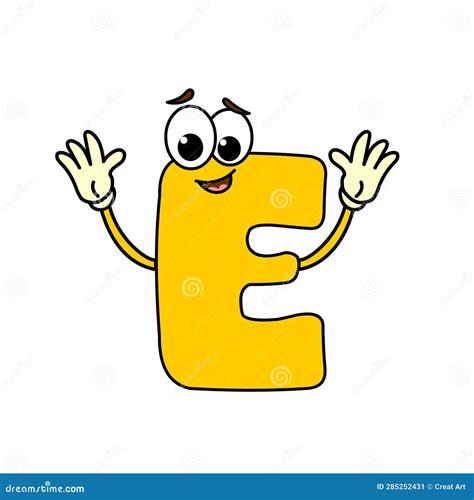 English Alphabet Character Cartoon Letter E Stock Illustration